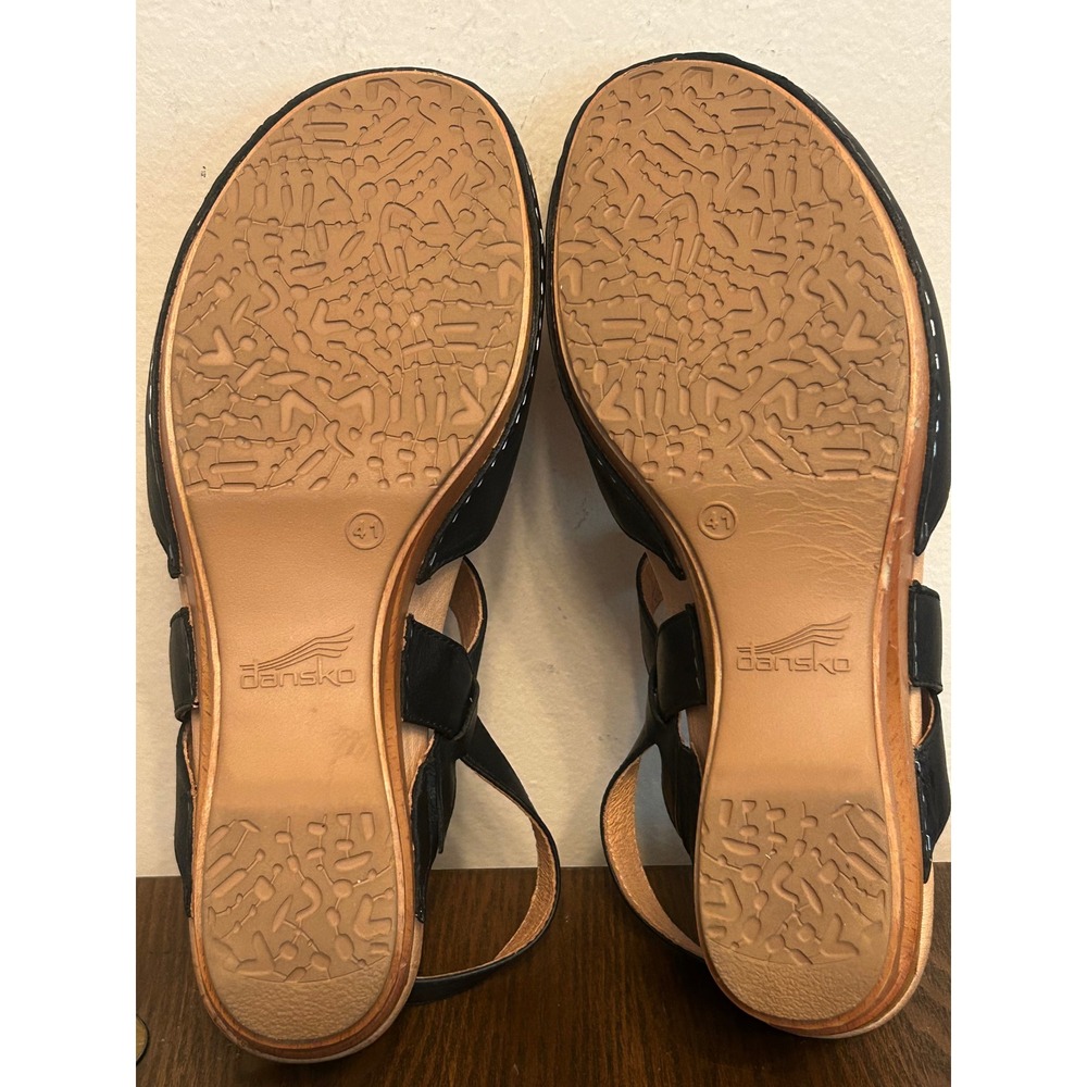 Dansko Taci Waxy Black Wedge leather Mary Jane Clogs Women's Size 41 US 10.5-11 - Picture 14 of 14